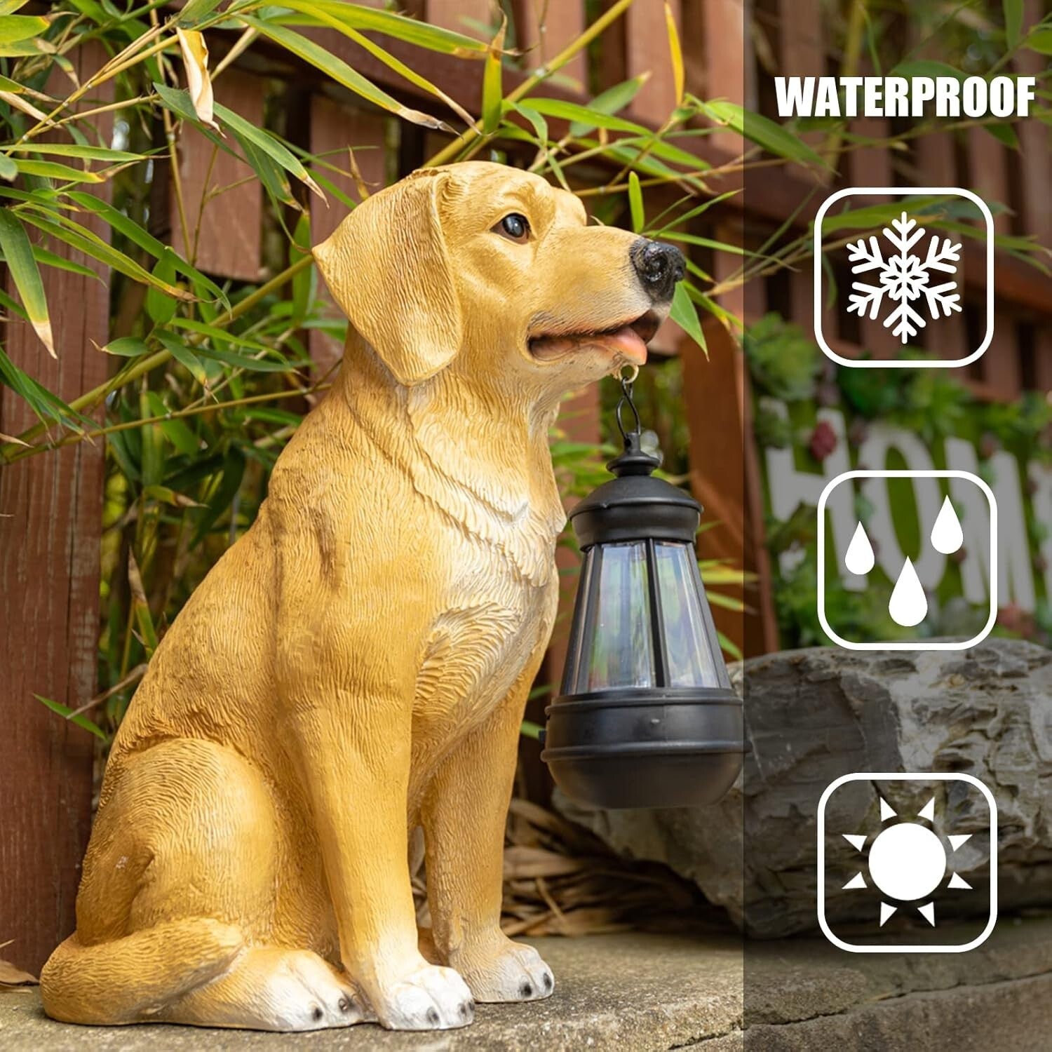 Delightful Solar Dog Outdoor Statue - Resin Garden Decor with Light Feature