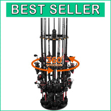 Load image into Gallery viewer, Durable 16 Rod Fishing Rack with Rotating Base &amp; Foam Inserts for Gear Storage