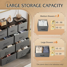 Load image into Gallery viewer, Tall Chest Organizer with 9 Spacious Drawers - Durable Fabric and Steel Frame