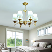Load image into Gallery viewer, Elegant 6 Light Gold Pendant Chandelier with Fabric Shades - Modern Home Fixture