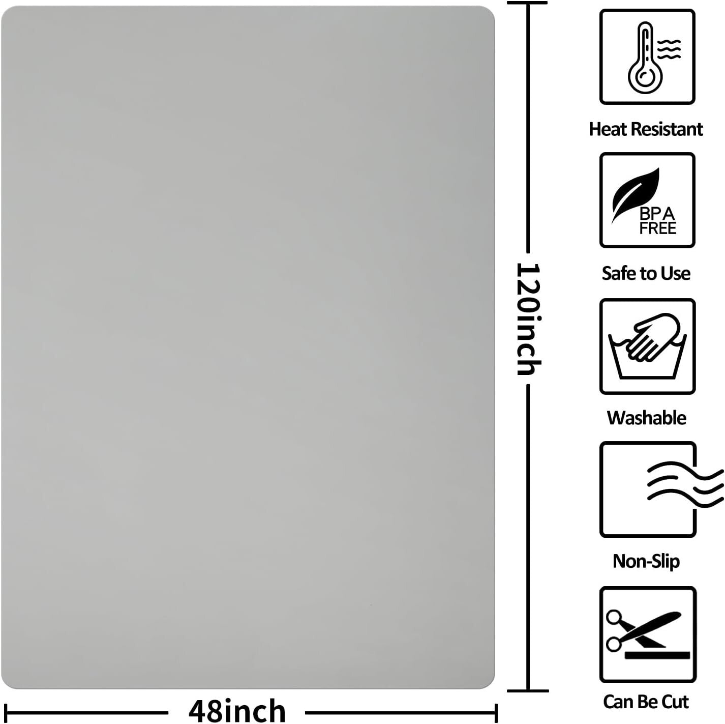 Multi-Purpose Extra Large Silicone Mat 120" x 48" - Kitchen & DIY Essential