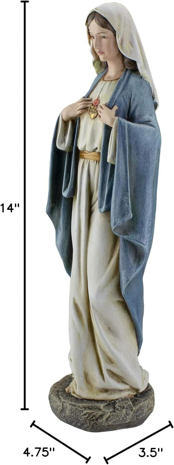 Exquisite 14-Inch Immaculate Heart of Mary Figure - A Meaningful Devotional Gift