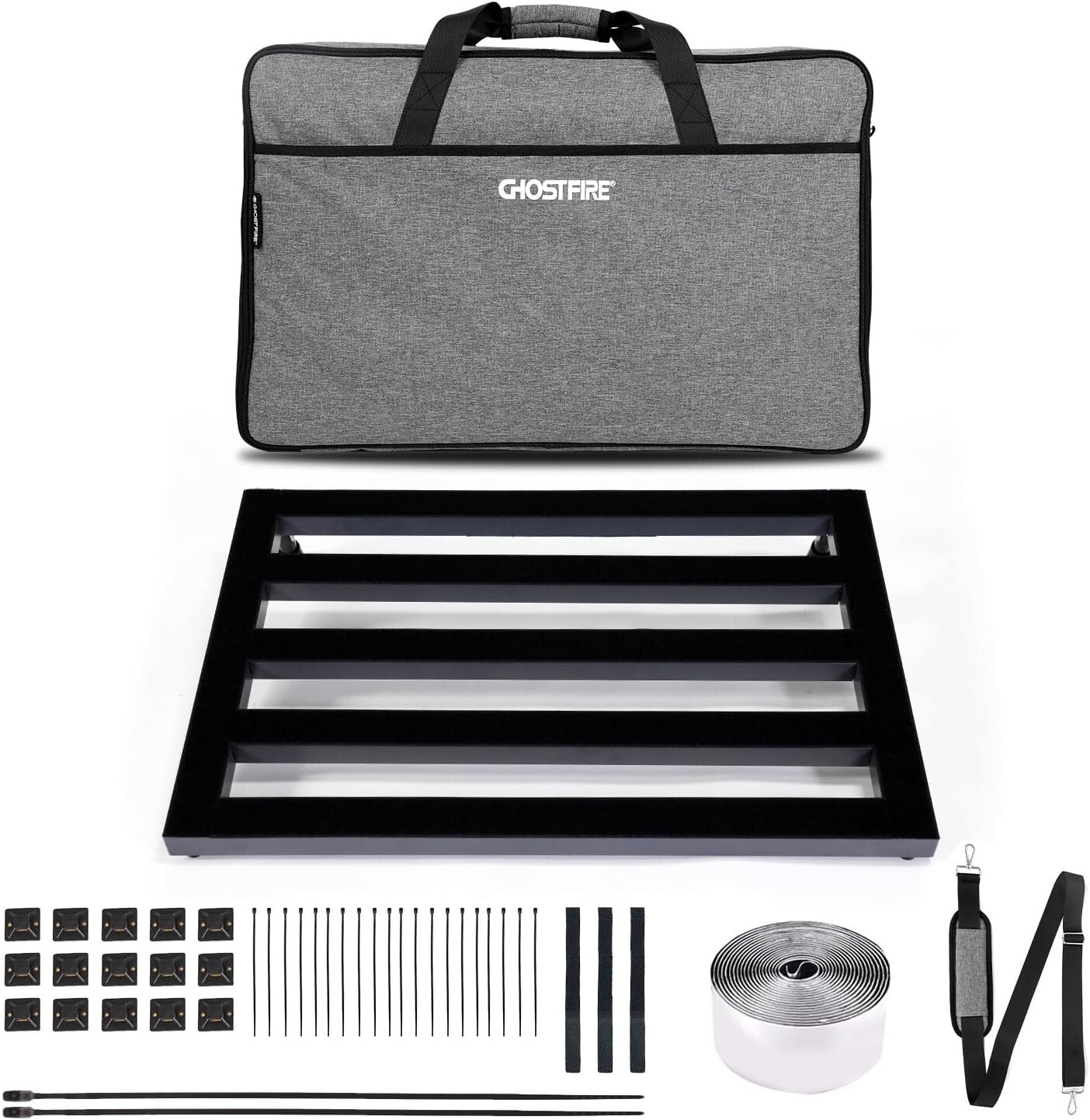 Ghost Fire Large Guitar Pedal Board - Lightweight, Durable with Side Pocket Bag