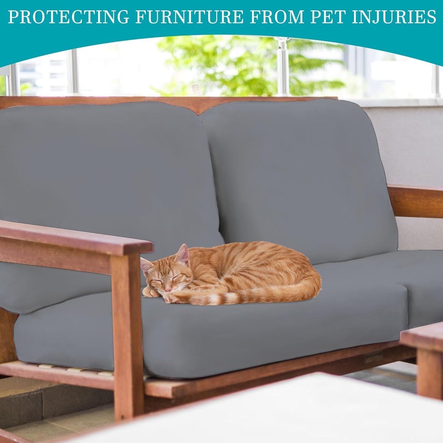 Elastic Slipcovers for Patio Sofa Cushions – 12 Stretch Covers in Classic Grey