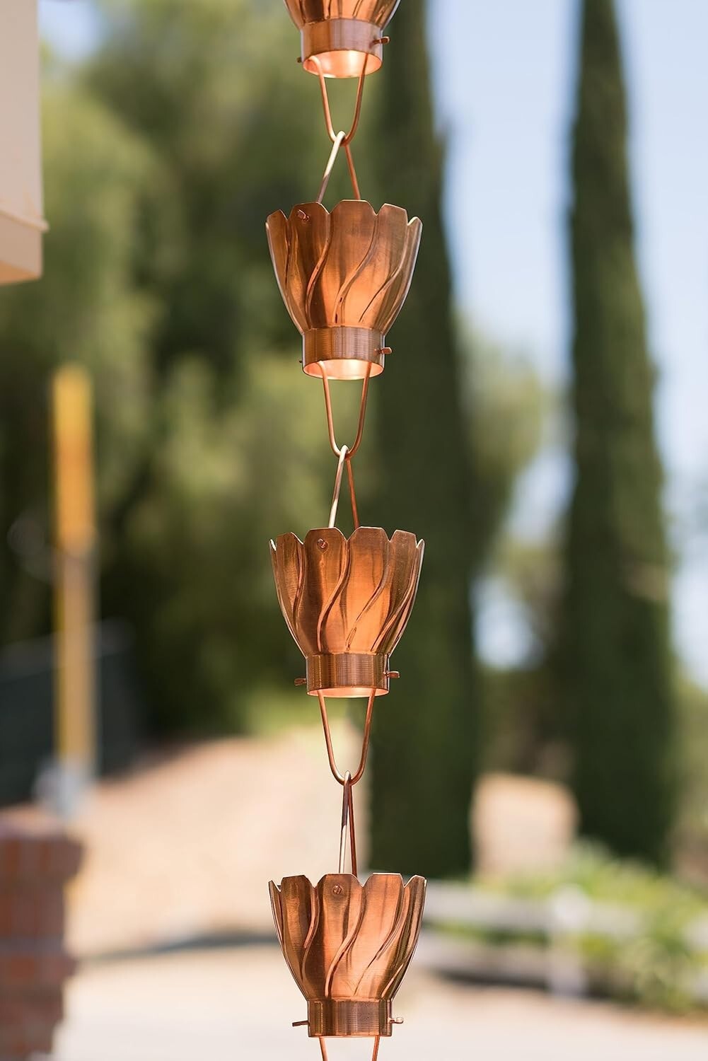 Elegant Pure Copper Rain Chain Extension - 3 Ft Gutter Downspout Replacement