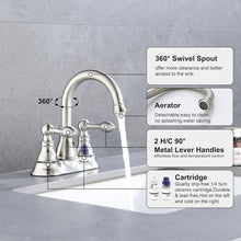 Load image into Gallery viewer, Lead-Free Brushed Nickel Deck-Mounted Bathroom Faucet with Easy Installation