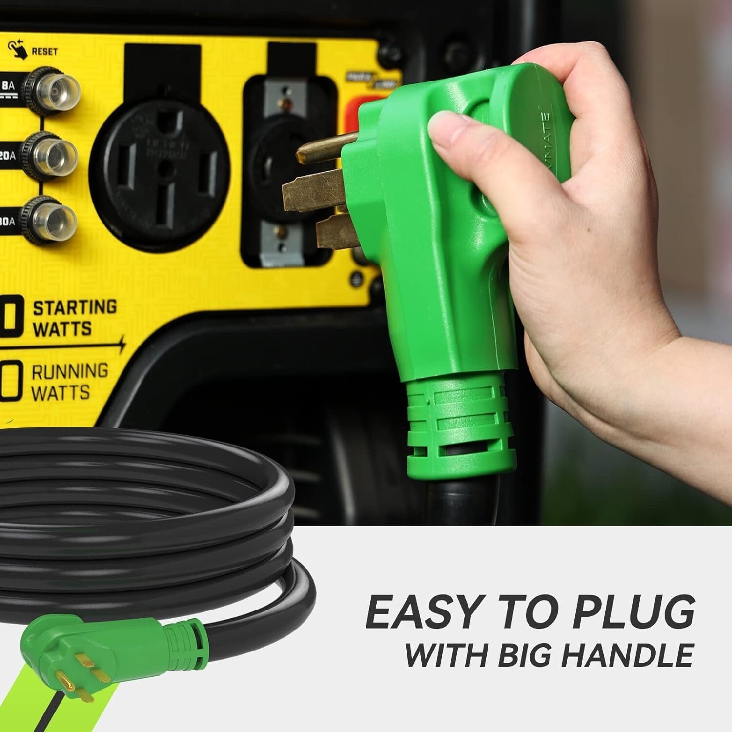 50 Amp Generator Cord 25FT with Pre-Drilled Power Inlet Box Kit, Durable & Safe