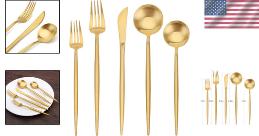 Modern 20-Piece Silverware Set in Matte Gold - Ergonomic, Elegant, Easy Care