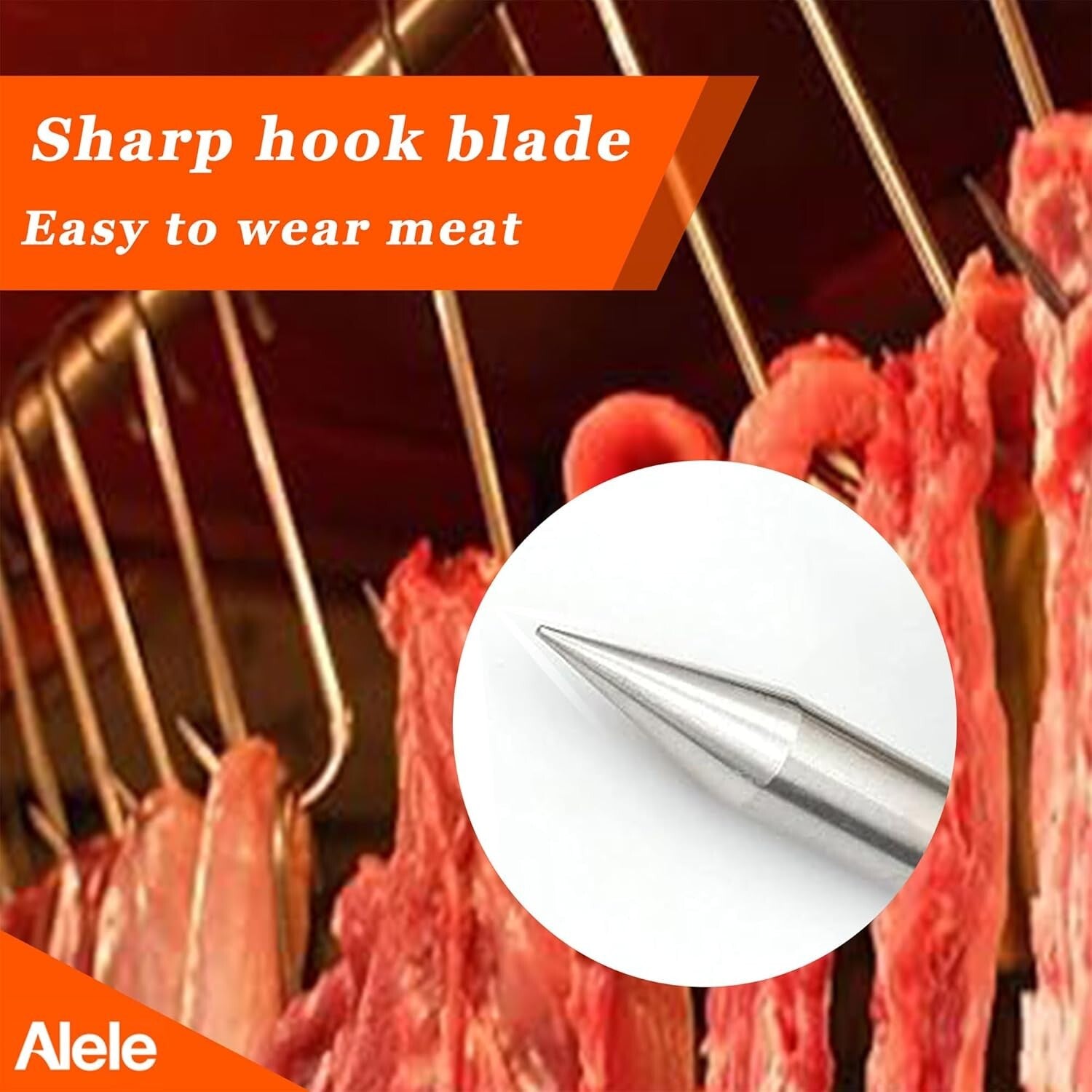 8 Pack of 10mm Heavy Duty Stainless Steel Butcher Hooks for Meat Hanging