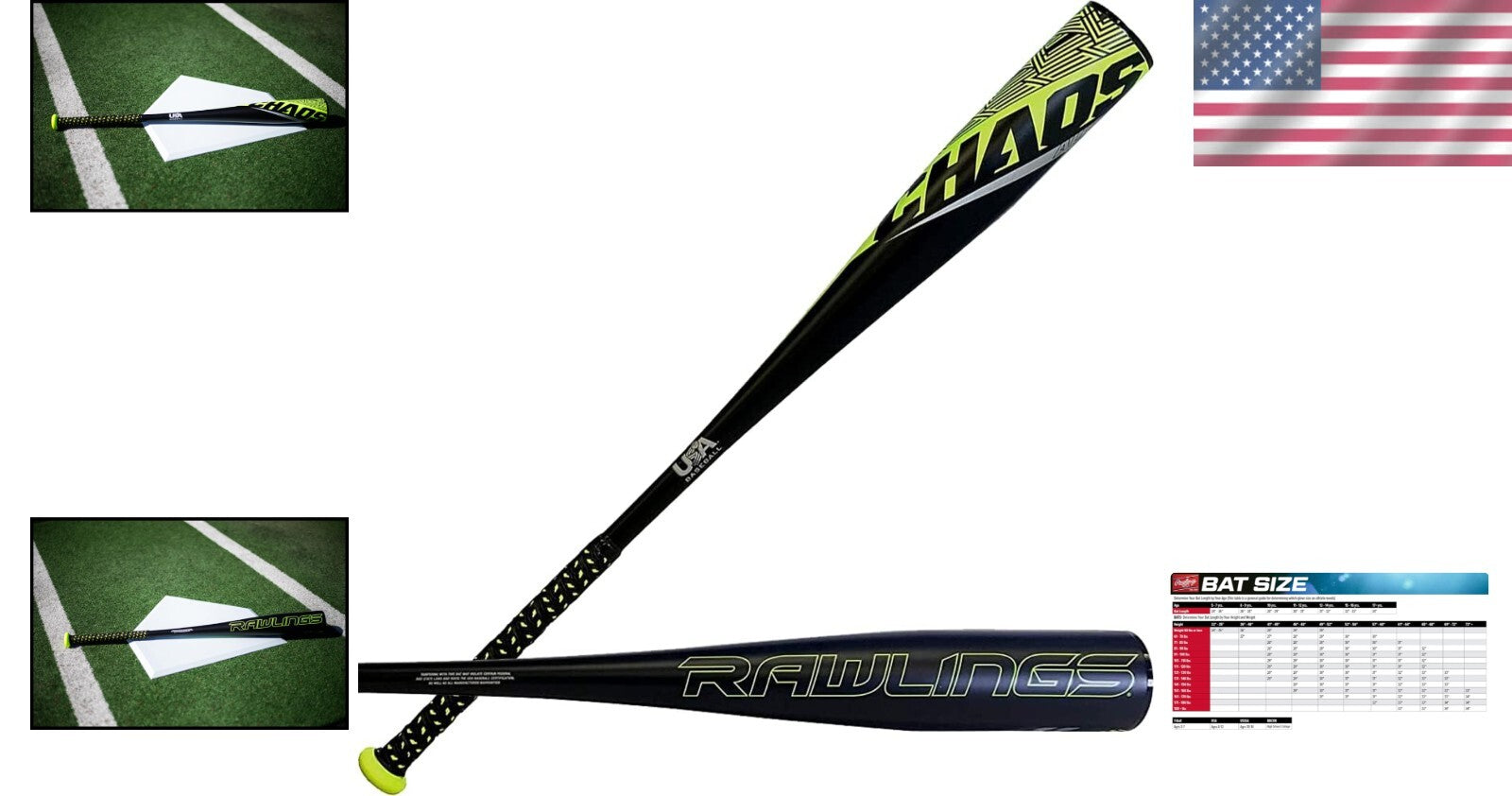 CHAOS Youth Baseball Bat - 26" Lightweight Aluminum - Approved for USA Leagues