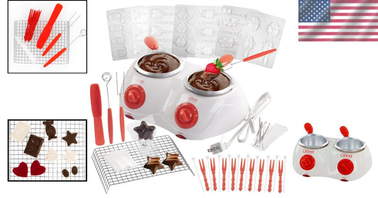 2-Cup Dual Chocolate Melting Gift Set with Molds - Ideal for Father's Day Treats