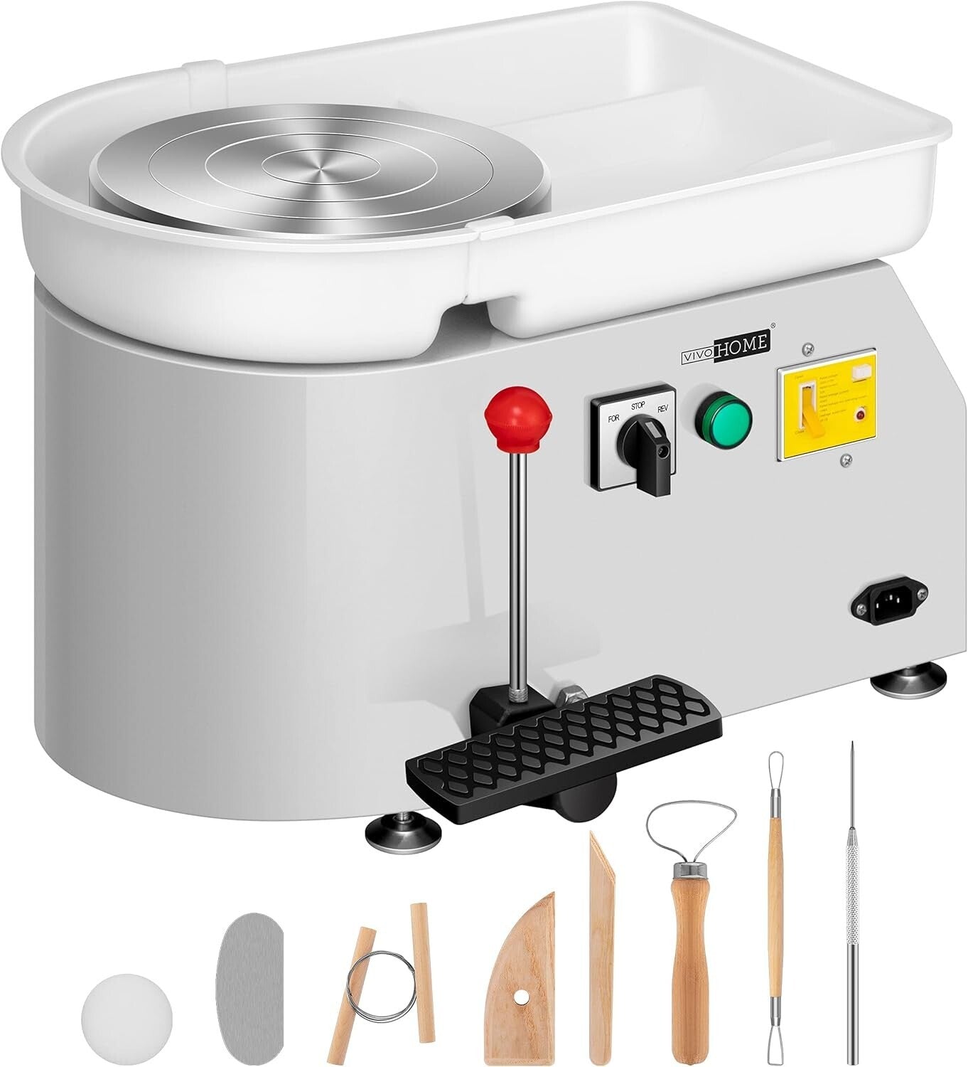 Durable Pottery Wheel Machine - 25CM with Ultra-Low Noise Operation & Foot Pedal