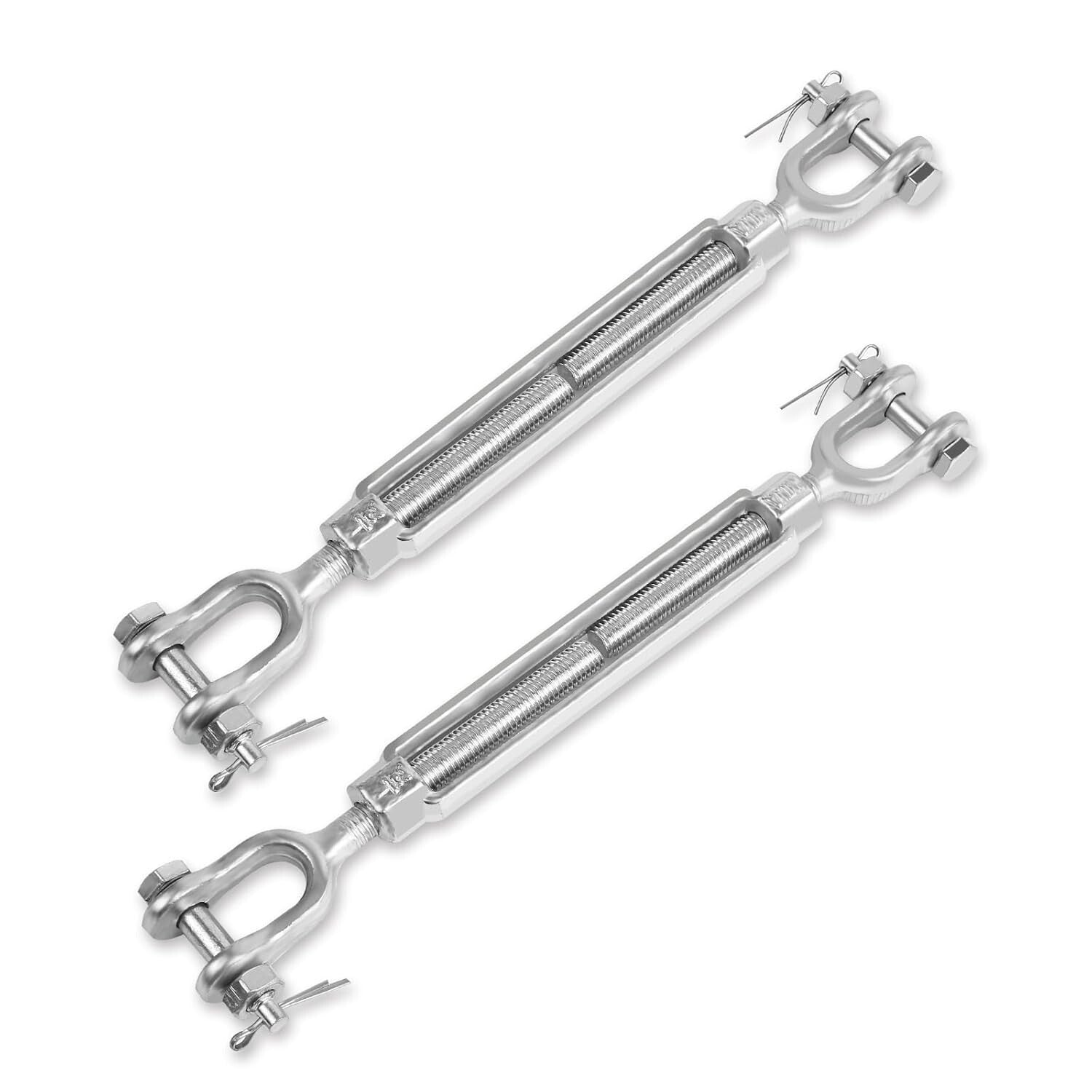 2-Pack Heavy Duty Turnbuckle 5/8" x 9" - 3500 lbs Load Limit, Weather Resistant