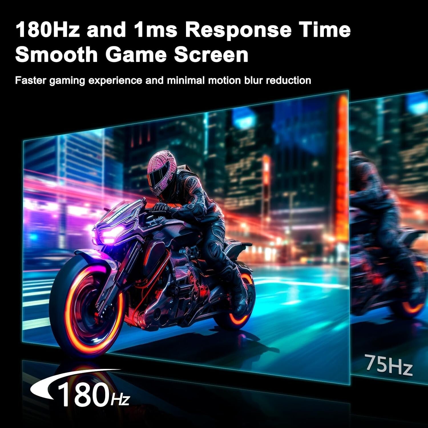 27 Inch QHD 2560x1440 180Hz Monitor: Fast-Response, Eye Care, Adjustable Stand