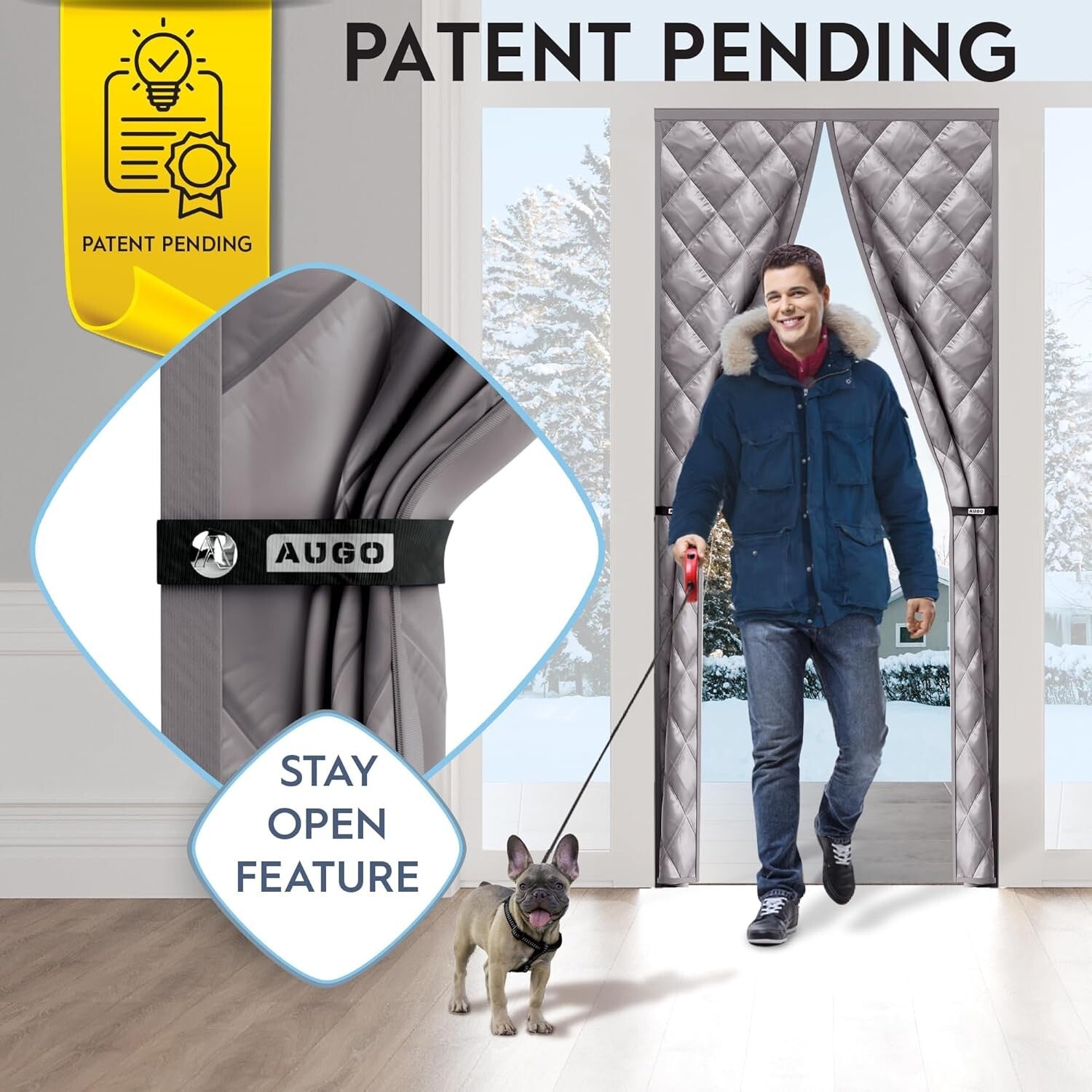 Thermal Oxford Fabric Door Cover - Energy-Saving Magnetic Insulation (38" x 97")