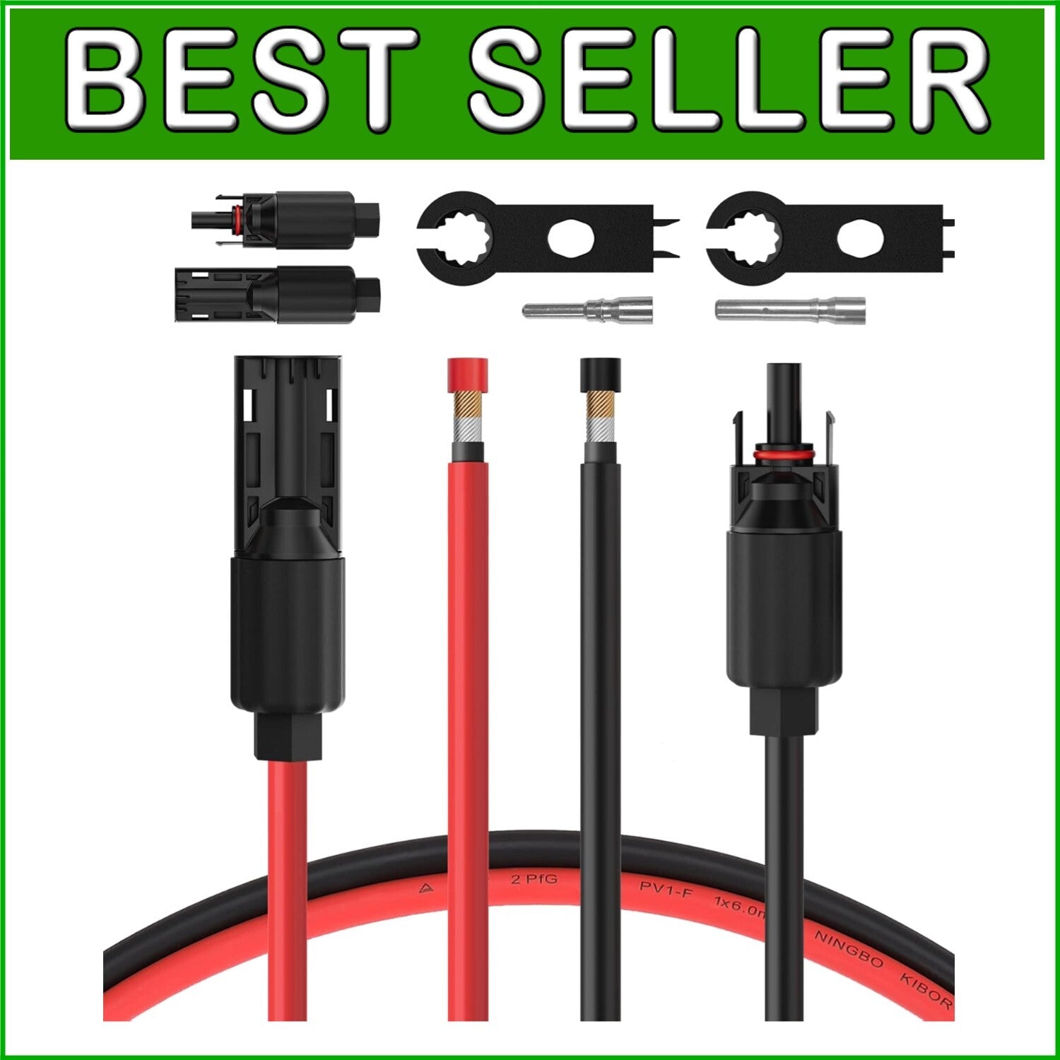 8AWG Weatherproof Solar Extension Cable Kit with Male/Female Connectors - 10ft