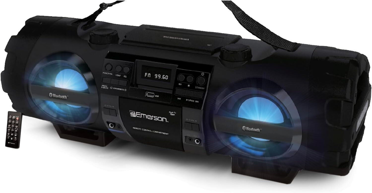 Versatile Portable Bluetooth Stereo System with CD Player and Dual Subwoofers