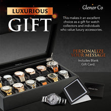 Load image into Gallery viewer, Sophisticated Men's Watch Box - 12 Slots for Luxury Timepieces in Black