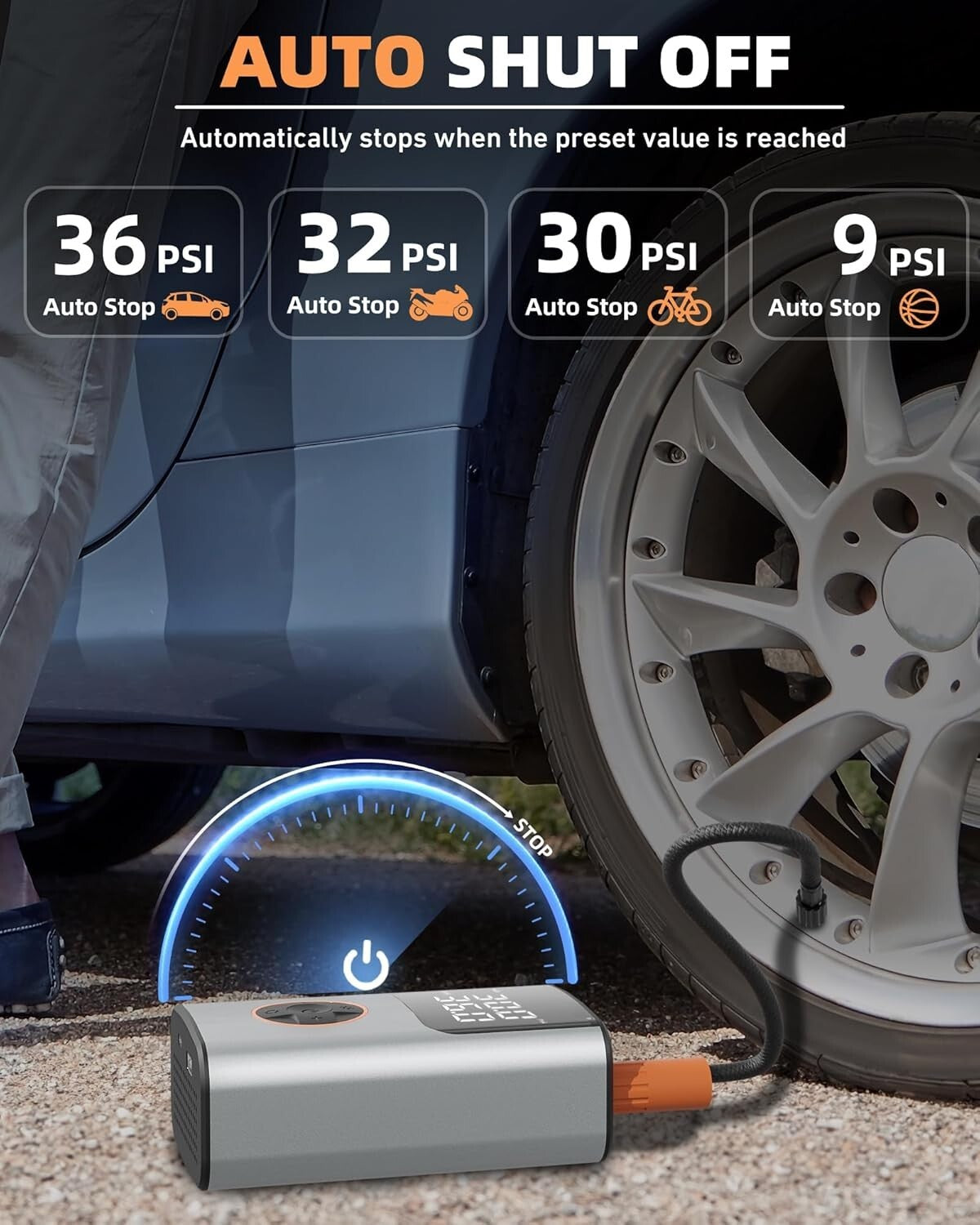 Essential 150PSI Air Compressor - Multi-Use for Tires, Balls & Emergency Needs