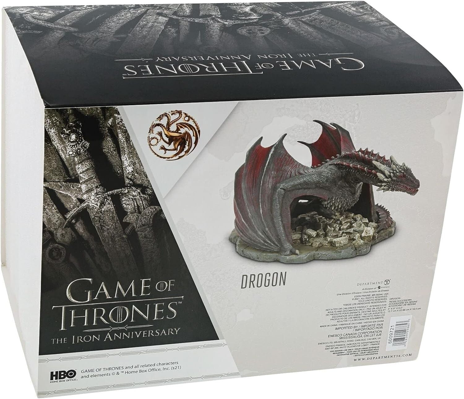 Collectible Drogon Dragon Figurine - Durable Resin, 1.92 Pounds, Game of Thrones