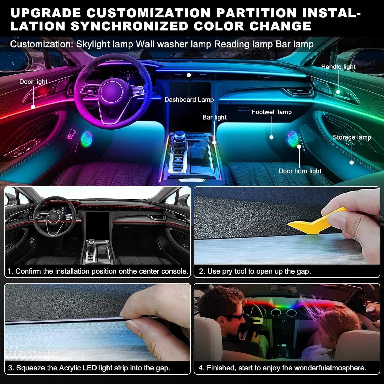 593 LEDs RGB Car Interior Light Strip - Wireless App Control & Sound Active Fun