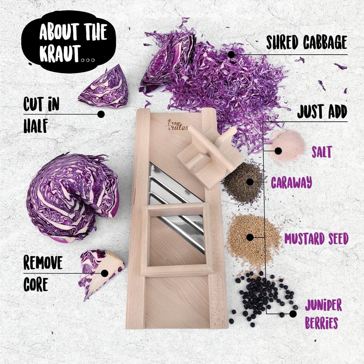 European Handcrafted Cabbage Slicer with Safety Guard for Perfect Coleslaw