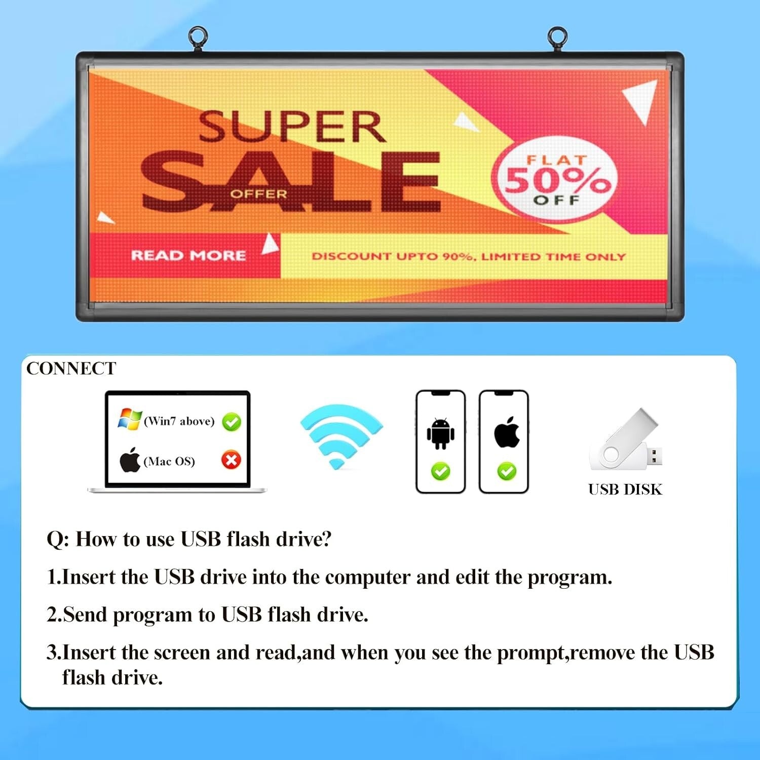 Durable Waterproof 40''x18'' Outdoor LED Advertising Board - Multicolor Display