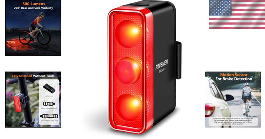 Daytime & Nighttime Bike Rear Light - 500 Lumens, Side Visibility, Rechargeable