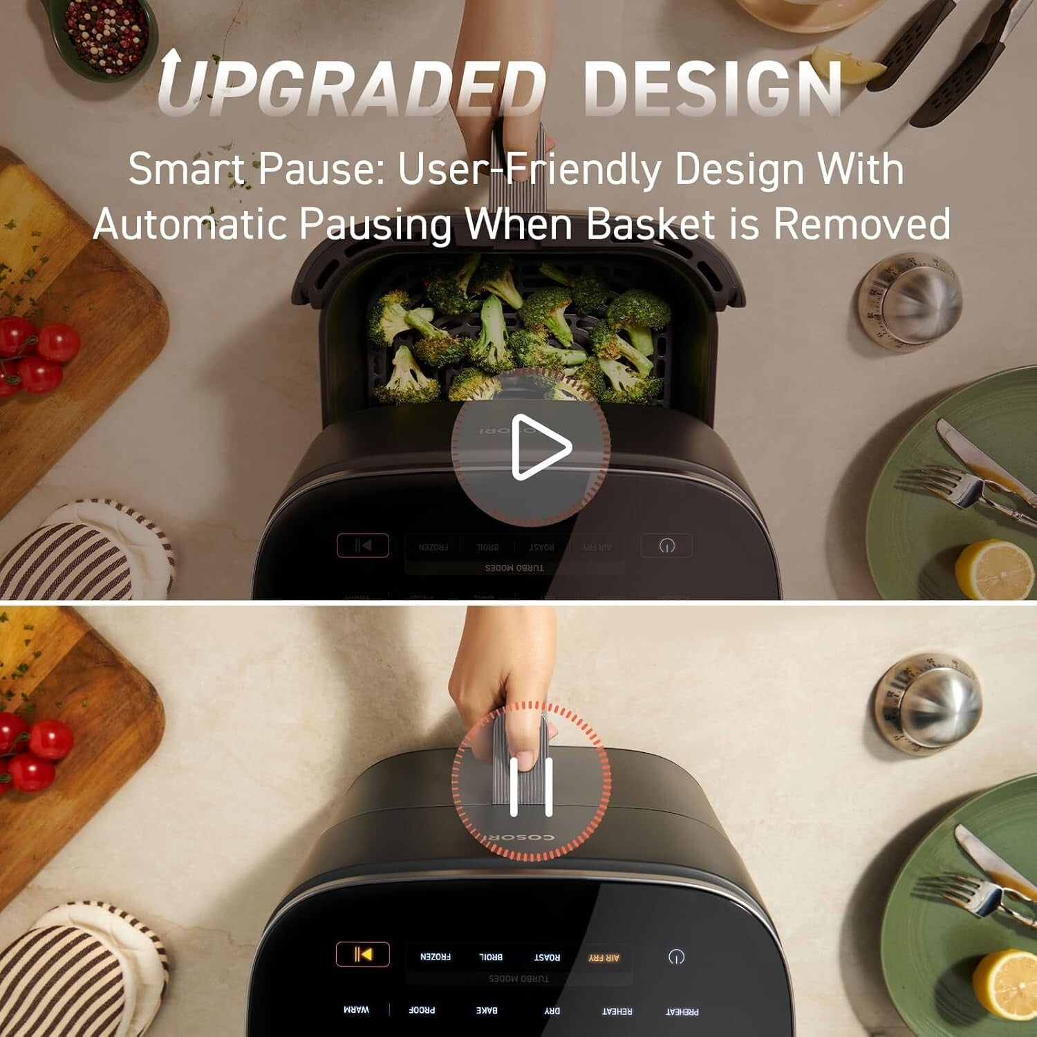 Efficient 9-in-1 Air Fryer with Non-Stick Basket & Family-Sized 6-Quart Capacity
