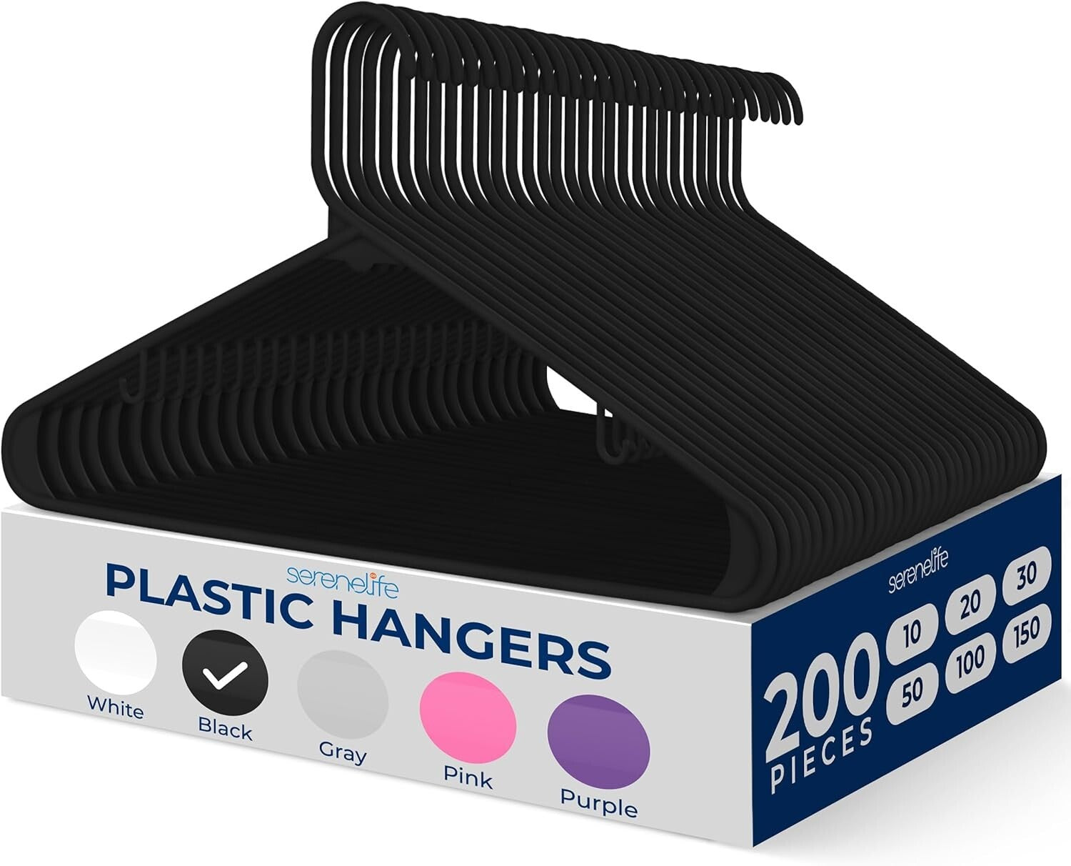 Durable Non-Slip Plastic Hangers - Set of 200 for Efficient Closet Organization