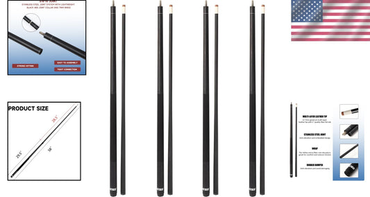 Multi-Weight 58" Pool Cue Set - Fiberglass & Titanium Composite, Elegant Design
