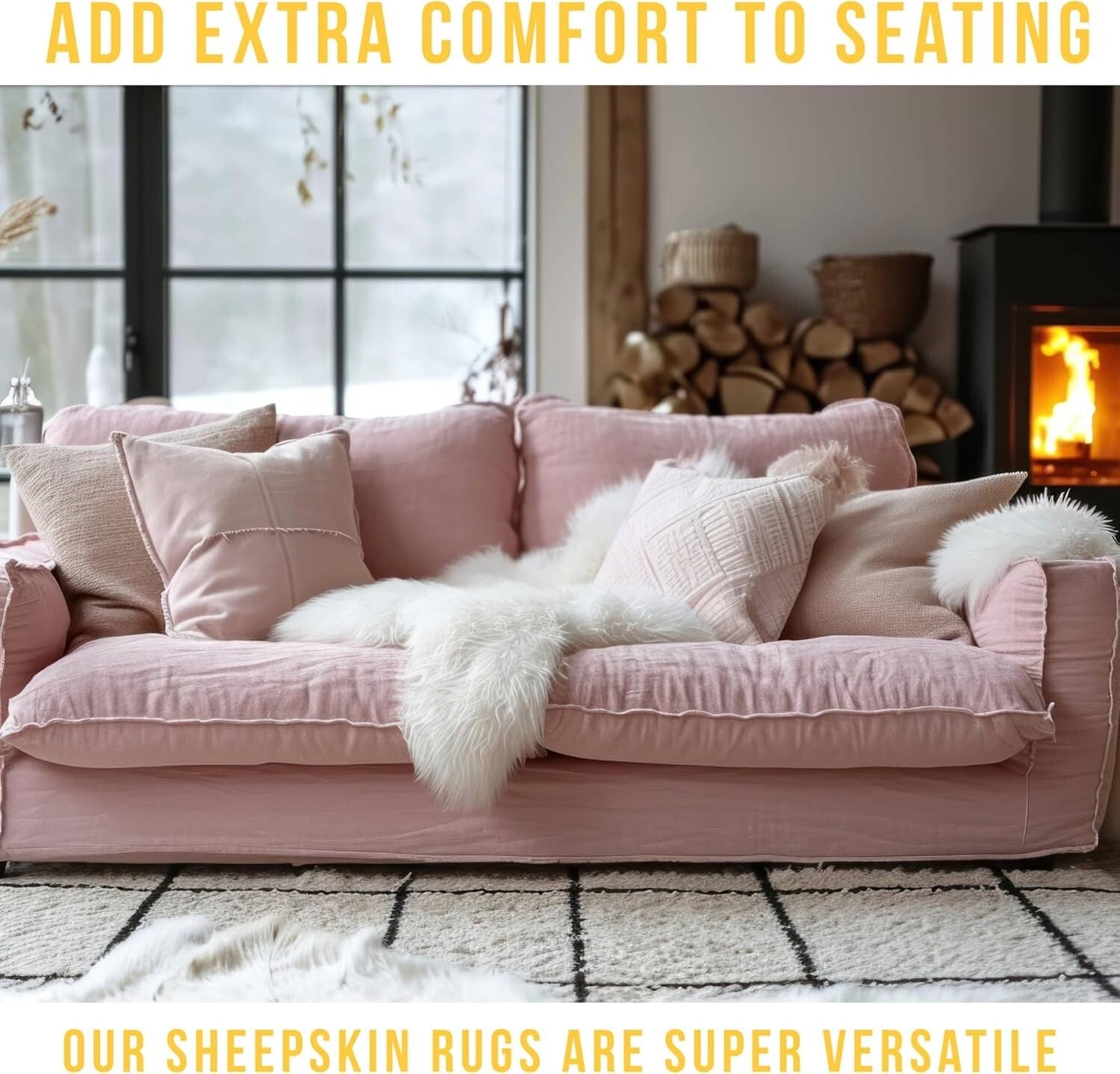 Genuine New Zealand Lambskin Rug - Soft Fluffy Fur - Perfect for Living Room