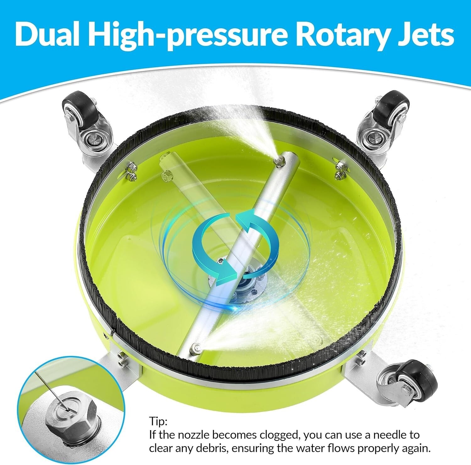 High Efficiency 14'' Surface Cleaner for Pressure Washers - 4000 PSI Compatible