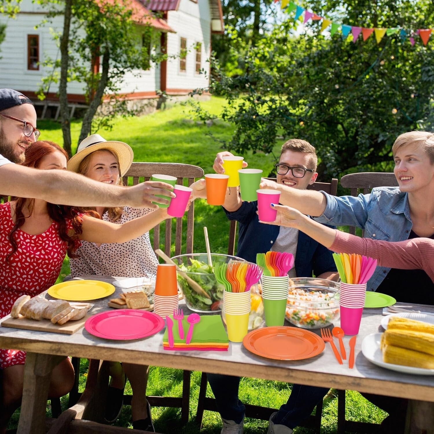 Ultimate Neon Party Supplies - 350 Count Dinnerware for Effortless Celebrations