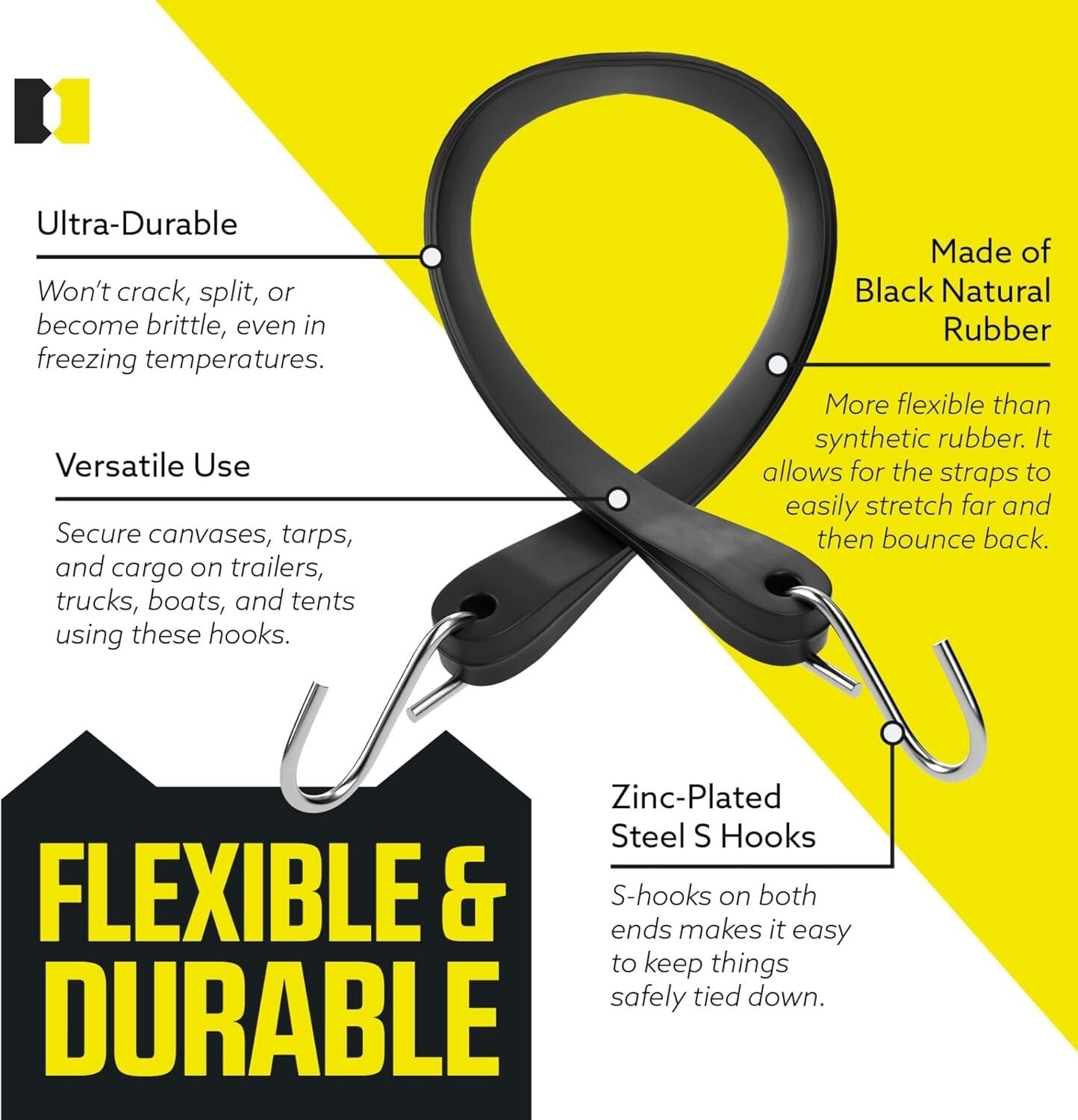 Heavy-Duty 31-Inch Tarp Straps - 50 Pack with Durable S-Hooks for Secure Tying