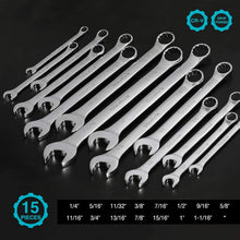 Load image into Gallery viewer, 15-Piece Combination Wrench Set - Chrome Vanadium, 12-Point, Portable Pouch