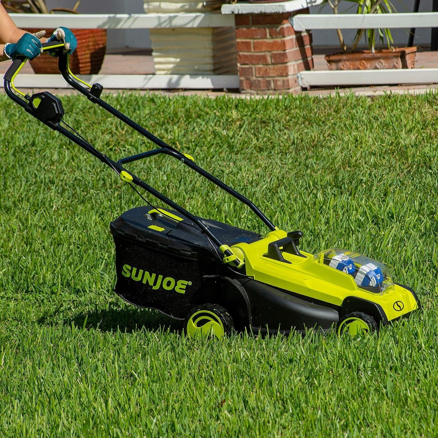 Lightweight 48-Volt Mulching Lawn Mower with Dual Batteries & Adjustable Heights