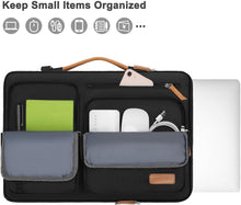 Load image into Gallery viewer, Elegant Black Laptop Shoulder Bag with Trolley Compatibility &amp; 4 Zipper Pockets