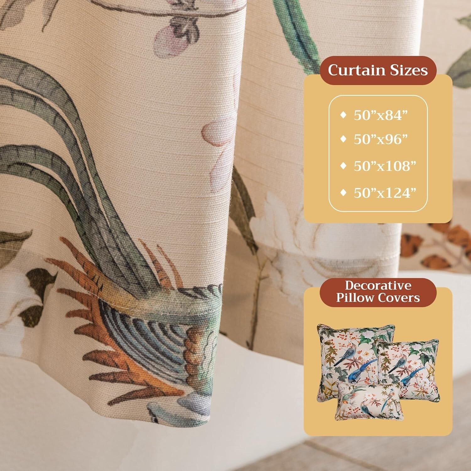 Elegant 84" Cotton Toile Curtains in Beige - Perfect for Cozy Interiors