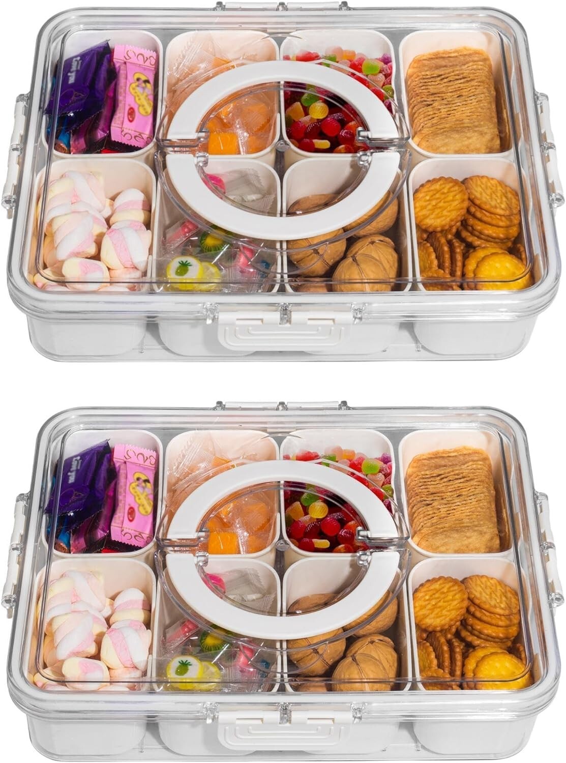 BPA-Free Portable Snack Serving Tray with Lid - Perfect for Picnics & Travel