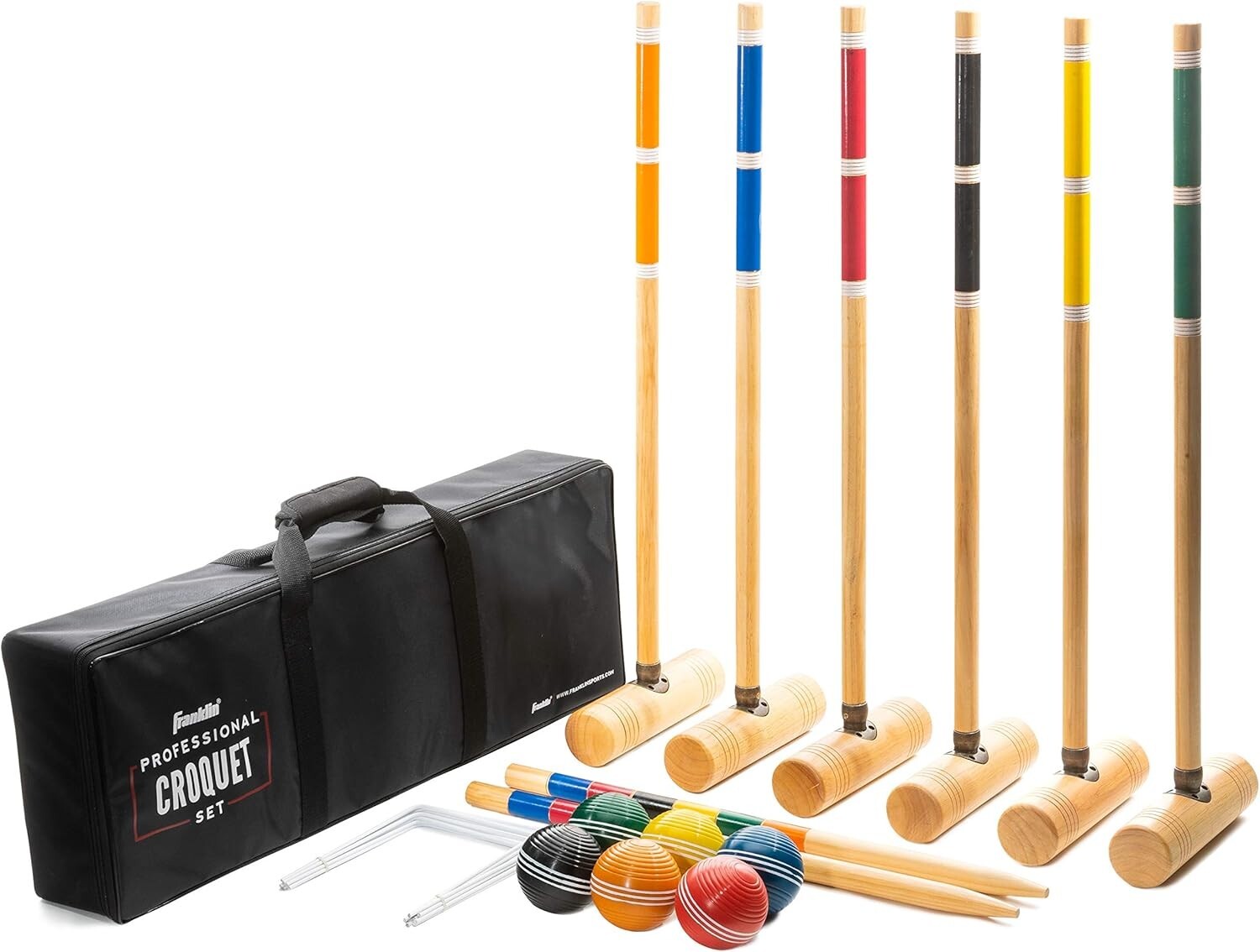 Durable 6-Player Croquet Set with Wooden Mallets & Carrying Case Included