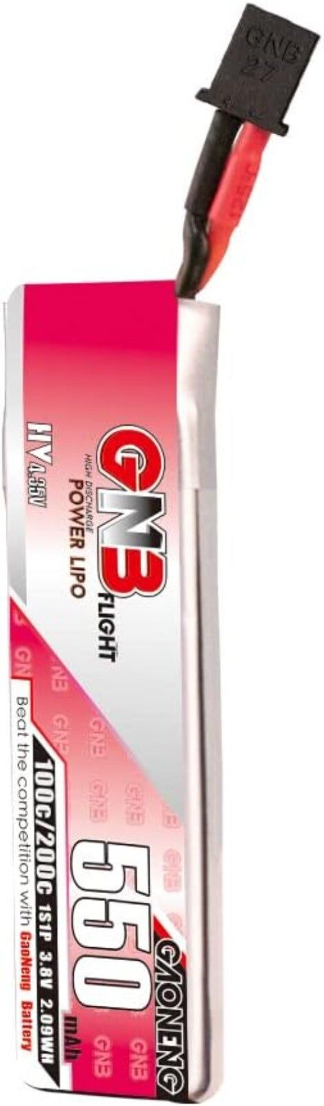 GNB 1S LiPo 6-Piece Set, 550mAh 3.8V Batteries for Racing Drones with Connectors