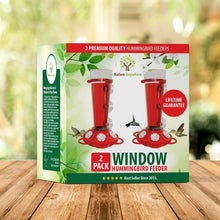 Load image into Gallery viewer, No-Leak Window Hummingbird Feeders with 3 Interchangeable Flower Colors - 2 Pack