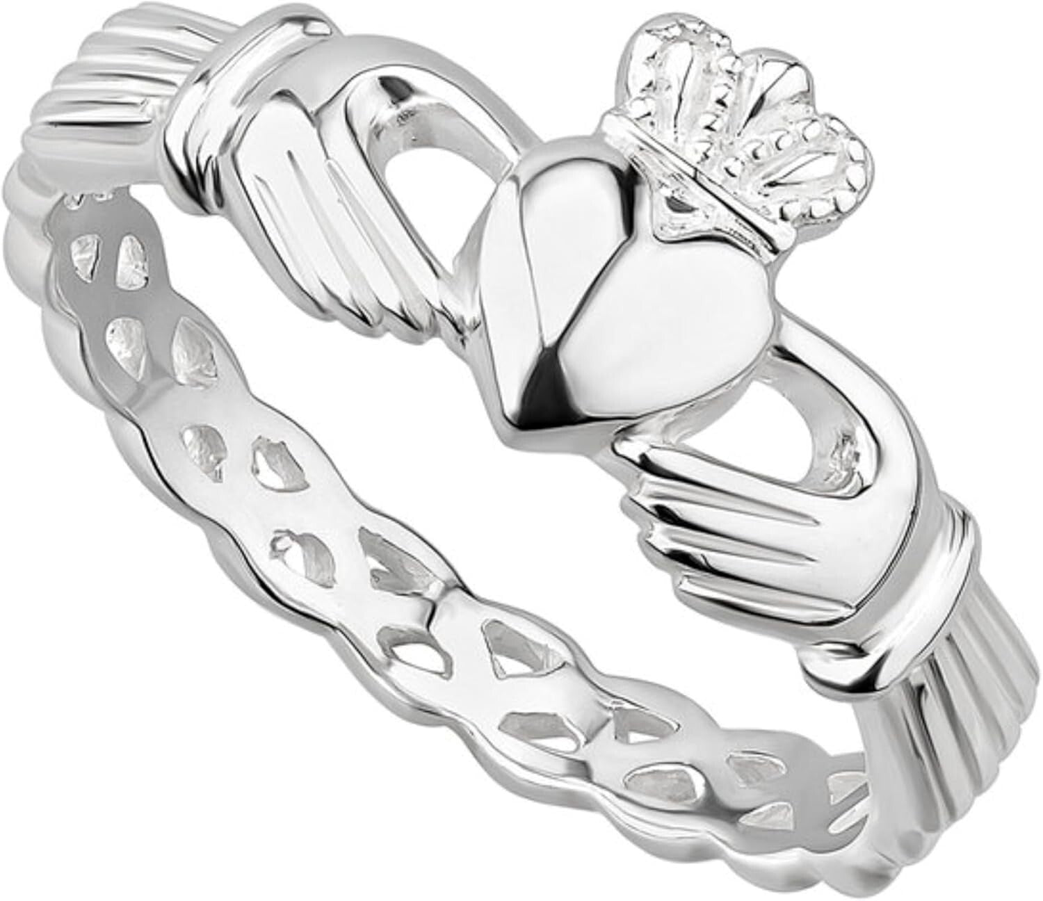 Elegant Sterling Silver Claddagh Ring with Braided Design - Perfect Gift for Her