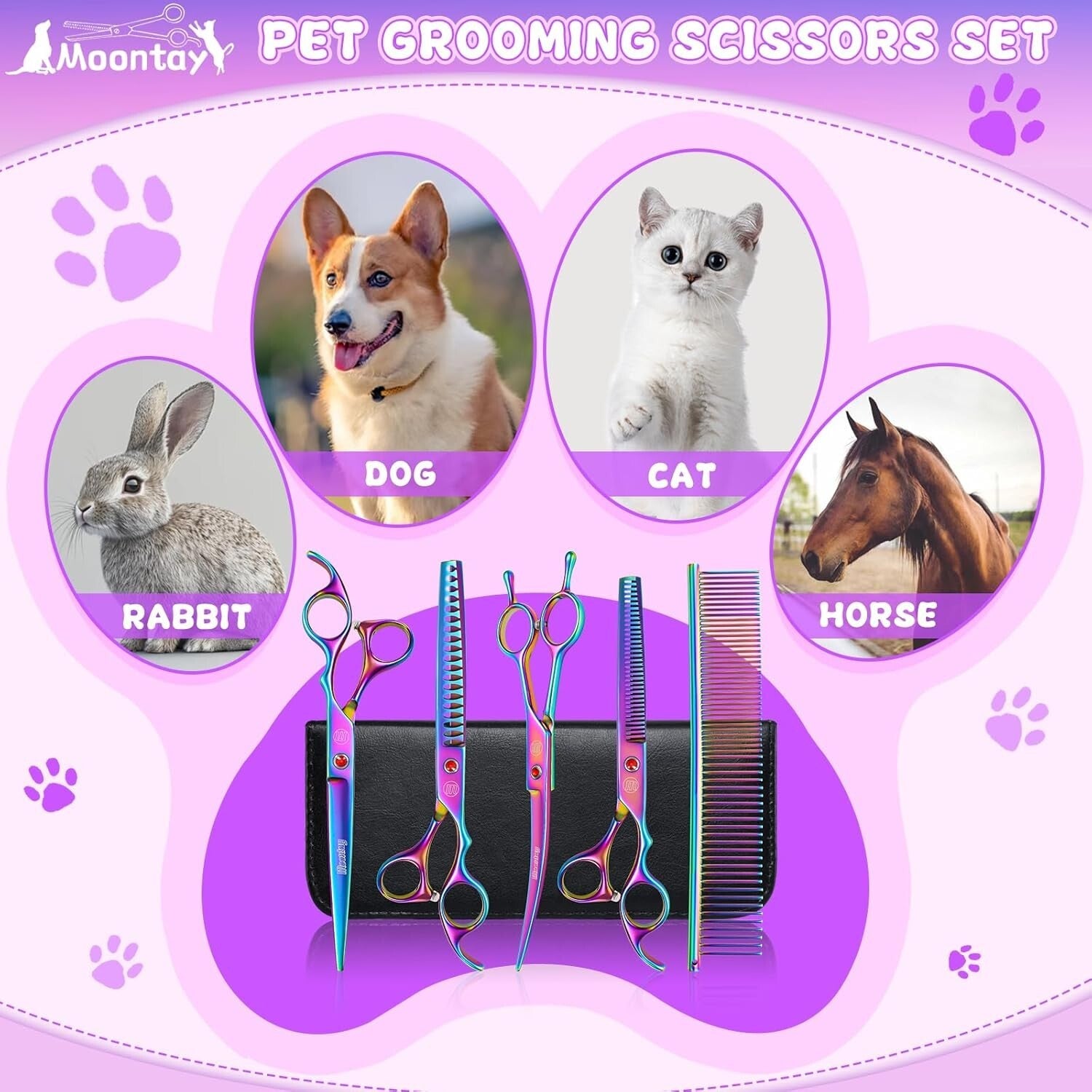 High-Quality Stainless Steel Dog Grooming Scissors Set - Ergonomic & Adjustable