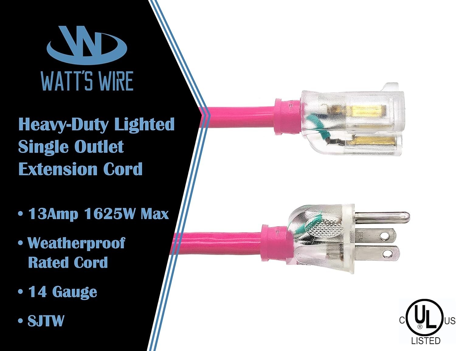 Durable 100 ft Pink 14 Gauge Extension Cord - Perfect for Appliances & Tools