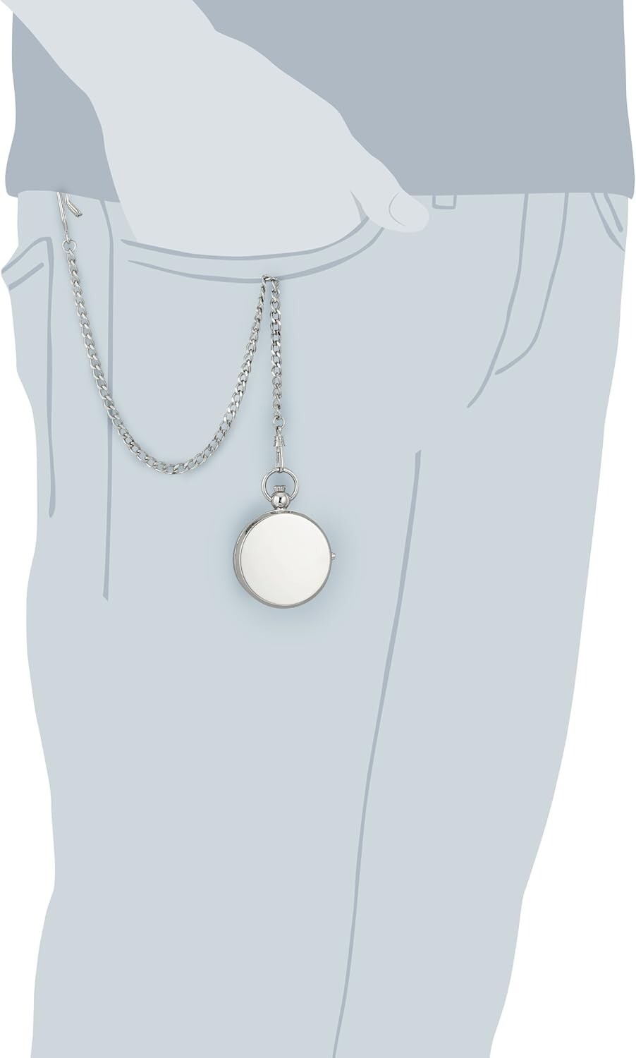 Luxury Chrome Finish 48mm Mechanical Pocket Watch with Photo Insert