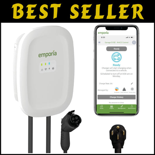 Watertight NEMA 14-50 EV Charger - 240V, 48A Output, Quick Charge Up to 46 MPH