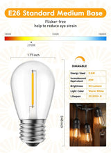 Load image into Gallery viewer, 50 Pack Shatterproof LED S14 Bulbs - Warm White Vintage Lights for Indoors
