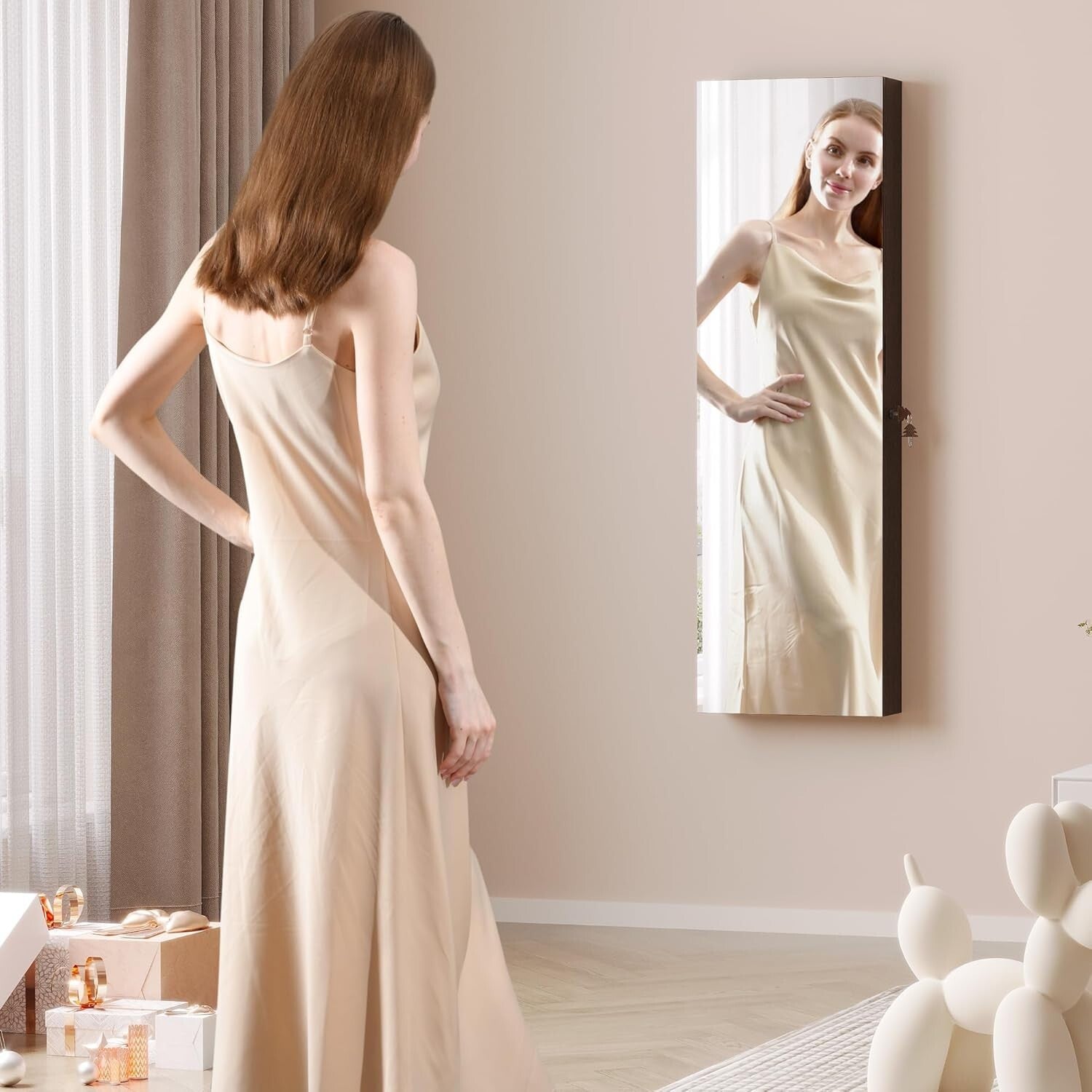 Modern 47.2" Jewelry Storage Cabinet with Full-Length Mirror & Built-in Lighting